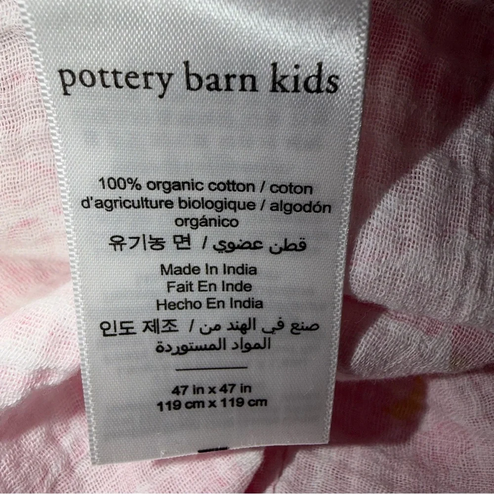 Pottery Barn Kids Swaddle Pink Flamingo Pattern Size 47” X 47” Organic Cotton